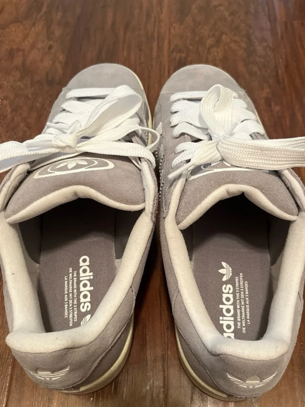 adidas Campus Suede Sneakers in Light Gray and White with Cream Sole